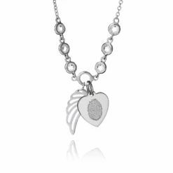 Cubic Zirconia Angel Wing Fingerprint Necklace