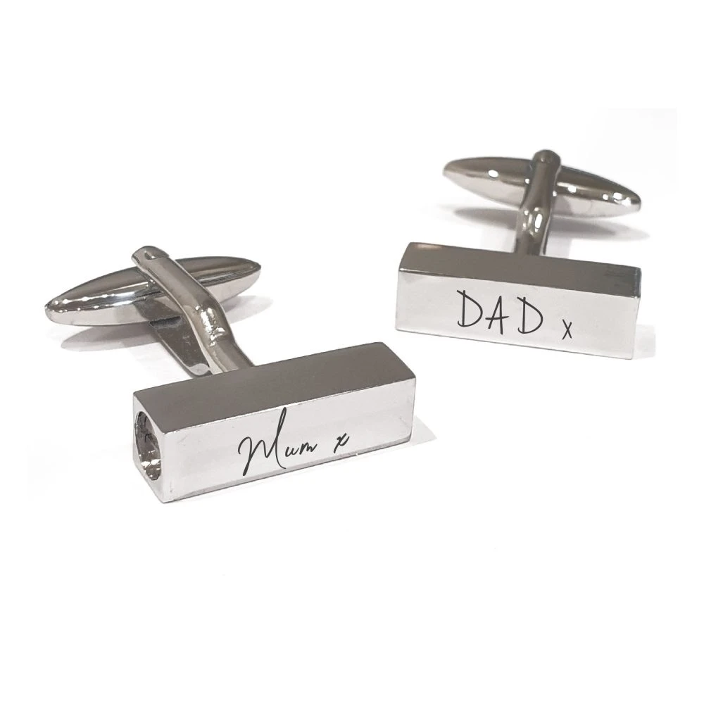 Ashes Handwriting Engraved Urn Cufflinks 3 Ashes Handwriting Engraved Urn Cufflinks