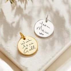 Silver Disc Handwriting Charm -Inscripture Disc Handwriting Charm 1000x1000 1