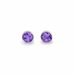 Classic Round Memorial Ashes Earrings -Inscripture EV E 202 Purple Ashes Earrings Ashes Jewellery 1000x1000 1