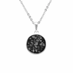Classic Round Memorial Ashes Pendant -Inscripture EV P 105 Black Ashes Necklace Ashes Jewellery 1000x1000 1