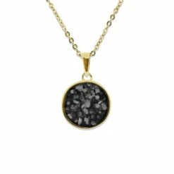 Classic Round Memorial Ashes Pendant -Inscripture EV P 105 Black Gold Ashes Necklace Ashes Jewellery 1000x1000 1