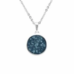 Classic Round Memorial Ashes Pendant -Inscripture EV P 105 Blue Ashes Necklace Ashes Jewellery 1000x1000 1