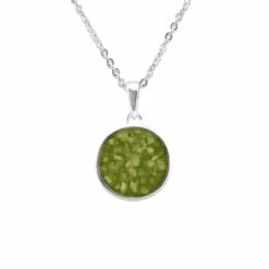 Classic Round Memorial Ashes Pendant -Inscripture EV P 105 Green Ashes Necklace Ashes Jewellery 1000x1000 1