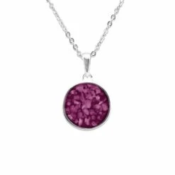 Classic Round Memorial Ashes Pendant -Inscripture EV P 105 Violet Ashes Necklace Ashes Jewellery 1000x1000 1