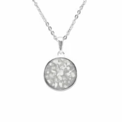 Classic Round Memorial Ashes Pendant -Inscripture EV P 105 White Ashes Necklace Ashes Jewellery 1000x1000 1