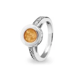 Round Halo Memorial Ashes Ring With Fine Crystals -Inscripture EV R 312 Orange Halo Ashes Ring Ashes Jewellery 1000x1000 1