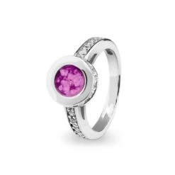 Round Halo Memorial Ashes Ring With Fine Crystals -Inscripture EV R 312 Pink Halo Ashes Ring Ashes Jewellery 1000x1000 1