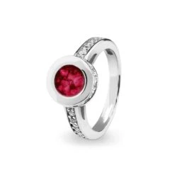 Round Halo Memorial Ashes Ring With Fine Crystals -Inscripture EV R 312 Red Halo Ashes Ring Ashes Jewellery 1000x1000 1