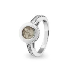 Round Halo Memorial Ashes Ring With Fine Crystals -Inscripture EV R 312 Transparent Halo Ashes Ring Ashes Jewellery 1000x1000 1