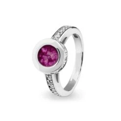 Round Halo Memorial Ashes Ring With Fine Crystals -Inscripture EV R 312 Violet Halo Ashes Ring Ashes Jewellery 1000x1000 1
