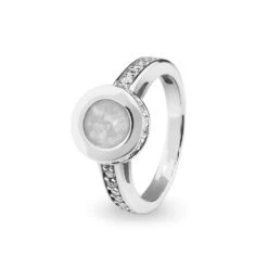 Round Halo Memorial Ashes Ring With Fine Crystals -Inscripture EV R 312 White Halo Ashes Ring Ashes Jewellery 1000x1000 1