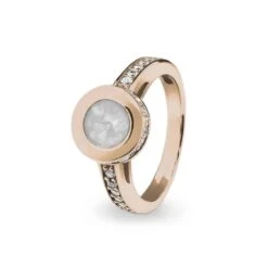 Round Halo Memorial Ashes Ring With Fine Crystals -Inscripture EV R 312 White Rose Gold Halo Ashes Ring Ashes Jewellery 1000x1000 1