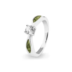 Solitaire Memorial Ashes Ring -Inscripture EV R 313 Green Solitaire Ashes Ring Ashes Jewellery 1000x1000 1