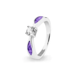 Solitaire Memorial Ashes Ring -Inscripture EV R 313 Purple Solitaire Ashes Ring Ashes Jewellery 1000x1000 1
