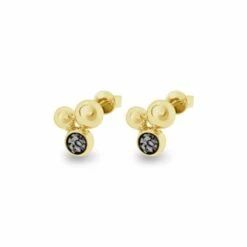 Rondure Array Memorial Ashes Earrings -Inscripture EW E 206 2 YG BLACK Gold Ashes Earrings Ashes Jewellery 1000x1000 1