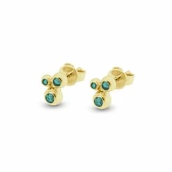 Rondure Array Triple Memorial Ashes Earrings -Inscripture EW E 208 2 YG AQUA Gold Ashes Earrings Ashes Jewellery 1000x1000 1