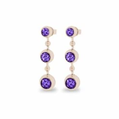 Ladies Rondure Array Triple Drop Memorial Ashes Earrings -Inscripture EW E 209 2 RG PURPLE Rose Gold Ashes Earrings Ashes Earrings 1000x1000 1