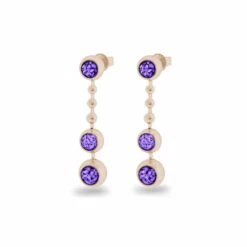 Rondure Triple Spaced Drop Memorial Ashes Earrings -Inscripture EW E 210 2 RG PURPLE Rose Gold Ashes Earrings Ashes Jewellery 1000x1000 1