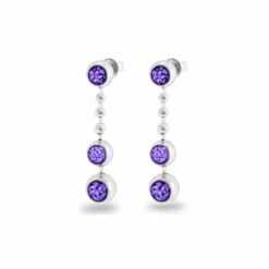 Rondure Triple Spaced Drop Memorial Ashes Earrings -Inscripture EW E 210 2 SSWG PURPLE Ashes Earrings Ashes Jewellery 1000x1000 1