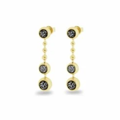 Rondure Triple Spaced Drop Memorial Ashes Earrings -Inscripture EW E 210 2 YG BLACK Gold Ashes Earrings Ashes Jewellery 1000x1000 1