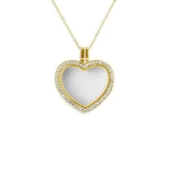 Small Heart Glass Locket Sterling Silver Memorial Ashes Locket With Fine Crystals -Inscripture EW GL 904 Gold Small Heart Glass Ashes Locket Ashes Jewellery 1000x1000 1
