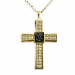 Mens Oversized Cross Memorial Ashes Pendant -Inscripture EW P 110 Black Gold Ashes Pendant Ashes Jewellery 1000x1000 1