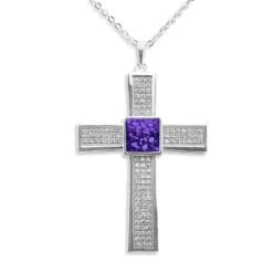 Mens Oversized Cross Memorial Ashes Pendant -Inscripture EW P 110 Purple Ashes Pendant Ashes Jewellery 1000x1000 1