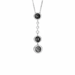 Ladies Rondure Triple Ball Drop Memorial Ashes Necklace -Inscripture EW P 140 SSWG BLACK Ashes Necklace Ashes Jewellery 1000x1000 1