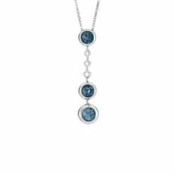 Ladies Rondure Triple Ball Drop Memorial Ashes Necklace -Inscripture EW P 140 SSWG BLUE Ashes Necklace Ashes Jewellery 1000x1000 1