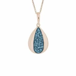 Rondure Teardrop Memorial Ashes Necklace -Inscripture EW P 141 RG BLUE Rose Gold Ashes Necklace Ashes Jewellery 1000x1000 1