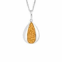 Rondure Teardrop Memorial Ashes Necklace -Inscripture EW P 141 SSWG ORANGE Gold Ashes Necklace Ashes Jewellery 1000x1000 1