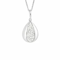 Rondure Teardrop Memorial Ashes Necklace -Inscripture EW P 141 SSWG WHITE Gold Ashes Necklace Ashes Jewellery 1000x1000 1