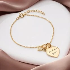 Gold Leaf Duo Handwriting Bracelet -Inscripture Gold Leaf Handwriting Bracelet 1000x1000 1