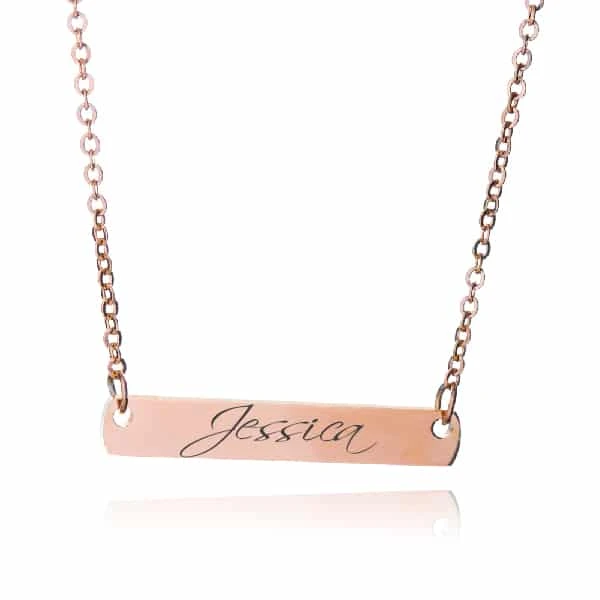 Rose Gold Bar Personalised Necklace 3 Rose Gold Bar Personalised Necklace