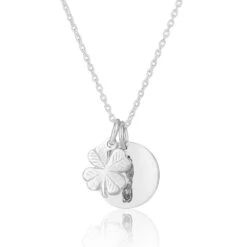 Lucky Clover Disc Handprint Or Footprint Necklace