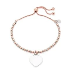 Silver & Rose Gold Photo Bracelet -Inscripture Rose Silver Beaded Silver Heart Bracelet WB 1000x1000 1