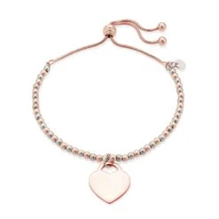 Silver & Rose Gold Photo Bracelet -Inscripture Rose Silver Beaded Silver Heart Bracelet WB Rose 1 1000x1000 2