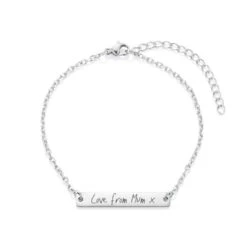 Silver Chain Bar Handwriting Bracelet