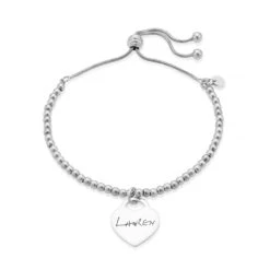 Silver Bead Handwriting Bracelet