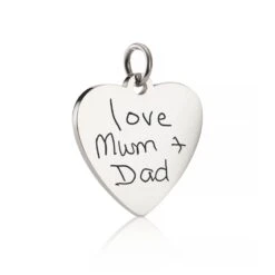Silver Handwriting Heart Charm