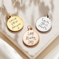 Circle Disc Handwriting Charm -Inscripture Steel Disc Handwriting Charms 1000x1000 1