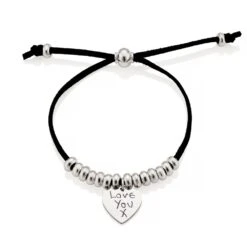 Suede Silver Bead Handwriting Bracelet