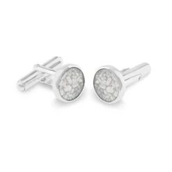 Mens Classic Round Memorial Ashes Cufflinks -Inscripture ew cl 605 sswg white Ashes Cufflinks Ashes Jewellery 1000x1000 1