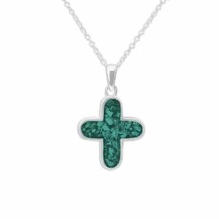 Rounded Cross Memorial Ashes Necklace -Inscripture ew p 123 sswg aqua Ashes Pendant Ashes Necklace Ashes Jewellery 1000x1000 1