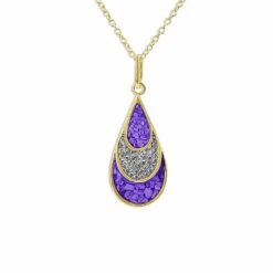 Ladies Layered Teardrop Memorial Ashes Pendant -Inscripture ew p 125 yg purple 09e203aa 1a46 4923 8d73 fa17b2d3fccb 1000x1000 1