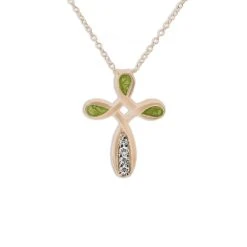 Celtic Cross Memorial Ashes Pendant -Inscripture ew p 127 rg green Rose Gold Ashes Necklace Ashes Jewellery 1000x1000 1
