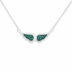 Angel Wings Memorial Ashes Necklace -Inscripture ew p 132 sswg aqua Ashes Necklace Ashes Jewellery 1000x1000 1