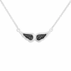 Angel Wings Memorial Ashes Necklace -Inscripture ew p 132 sswg black Ashes Necklace Ashes Jewellery 1000x1000 1