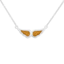 Angel Wings Memorial Ashes Necklace -Inscripture ew p 132 sswg orange Ashes Necklace Ashes Jewellery 1000x1000 1